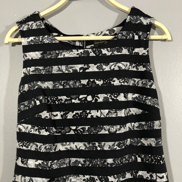 Worthington Sundress Sleeveless Dress Size S Black Stripe Flower Casual Work - Picture 6 of 12